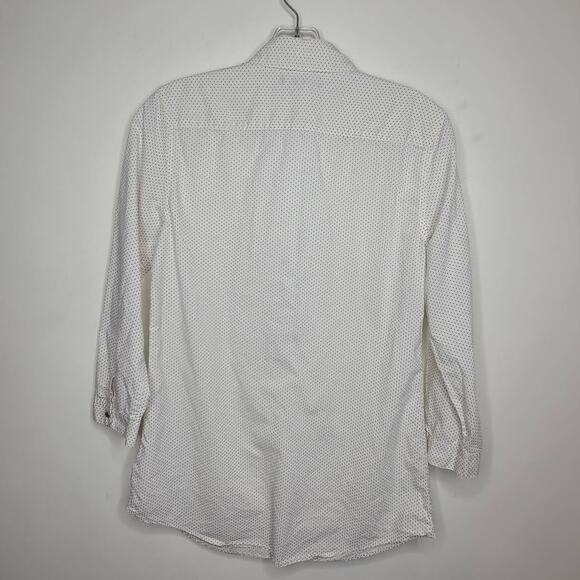 Lands End creamy white black polka dot long sleeve popover blouse - 2 - Picture 4 of 5